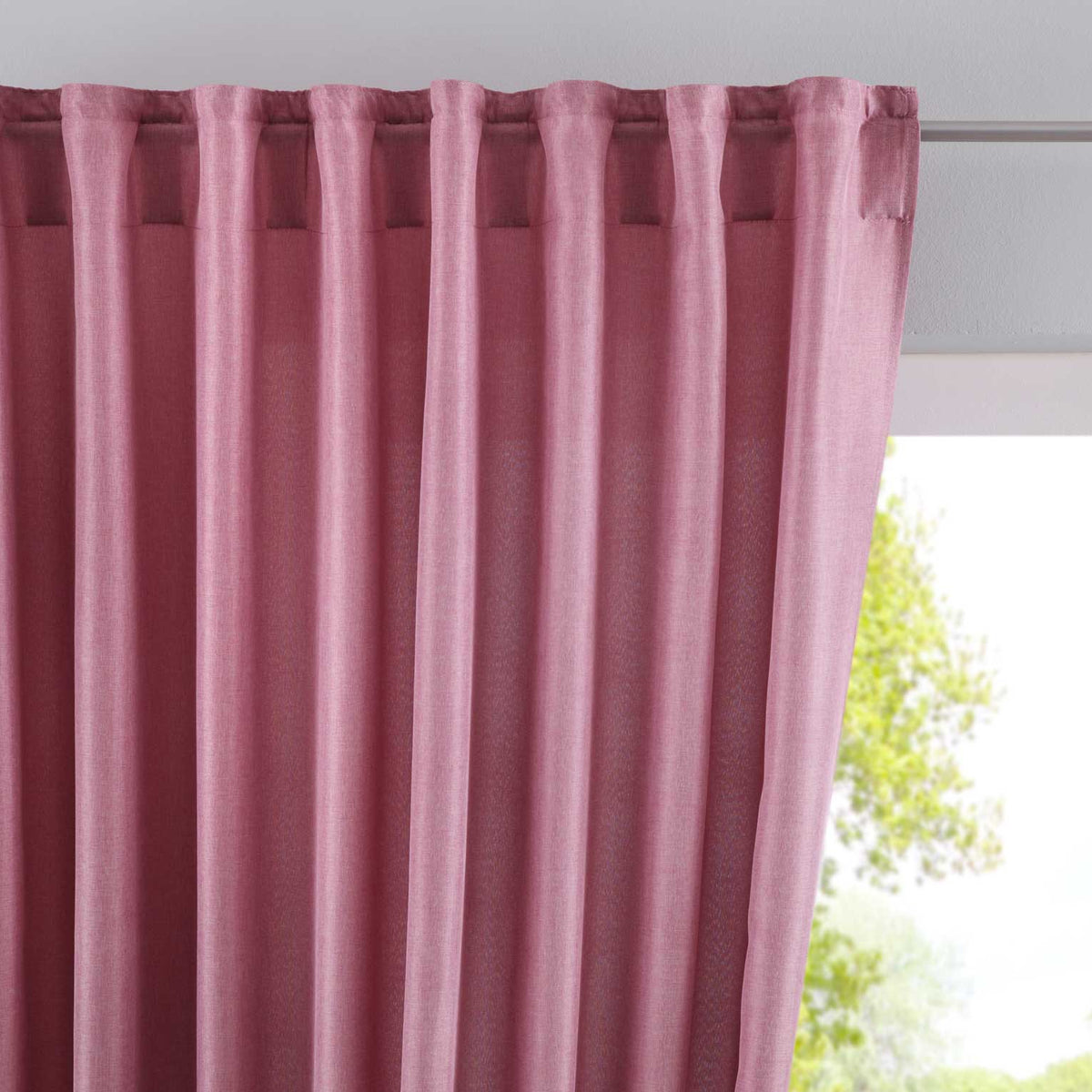 Vorhang Verdeckte Schlaufen Cationic »JENA« Blickdicht Leinen Optik Gardine Meliert Gardinenband mit Raffhalter 2019037 Altrosa HxB 225x140 cm Vorhang 2019037altrosa | girdinenbox.com
