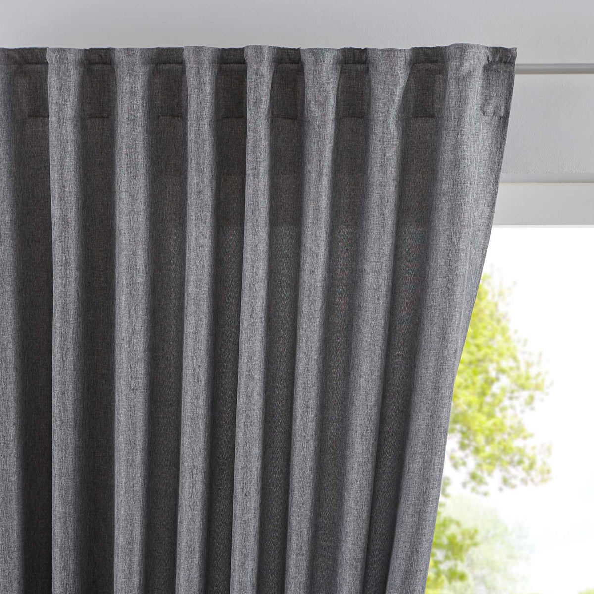 Vorhang Verdeckte Schlaufen Cationic »JENA« Blickdicht Leinen Optik Gardine Meliert Gardinenband mit Raffhalter 2019037 Grau HxB 225x140 cm Vorhang 2019037grau | girdinenbox.com