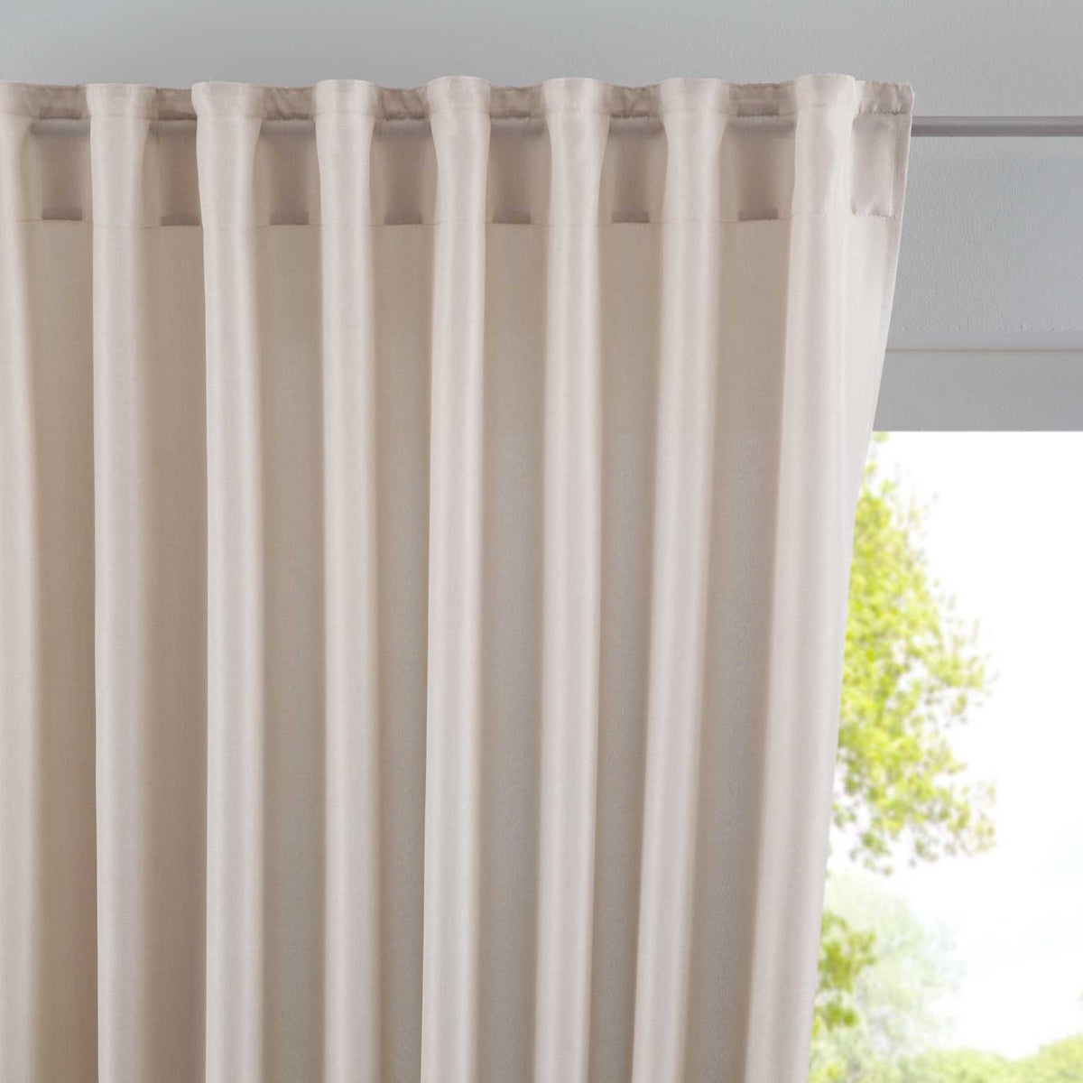 Vorhang Verdeckte Schlaufen Cationic »JENA« Blickdicht Leinen Optik Gardine Meliert Gardinenband mit Raffhalter 2019037 Sand HxB 225x140 cm Vorhang 2019037sand | girdinenbox.com