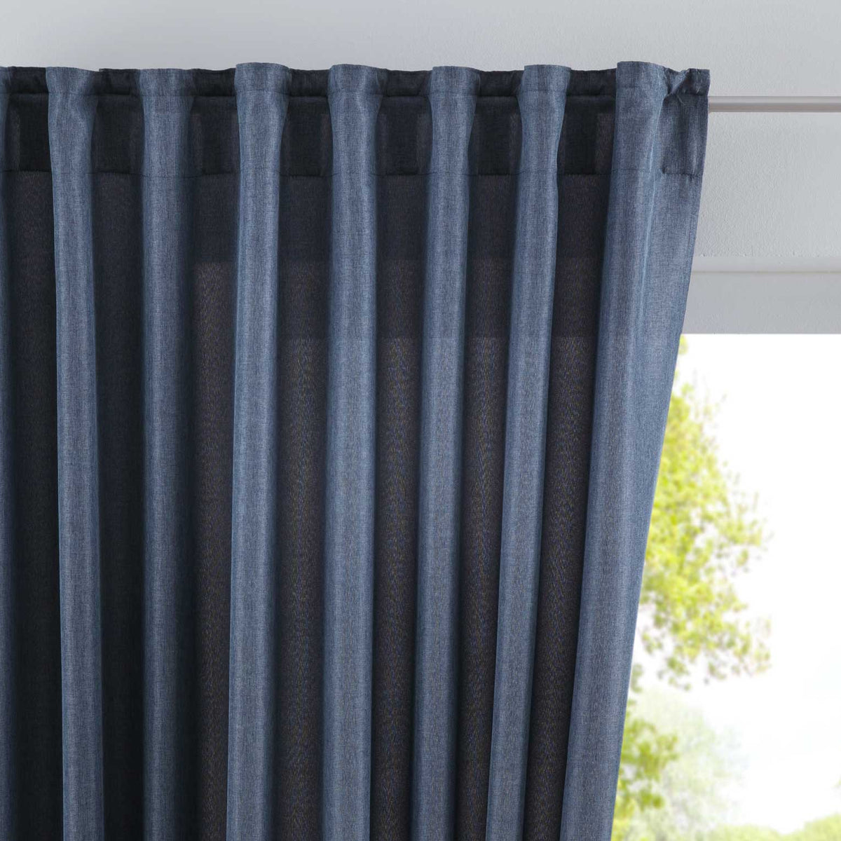 Vorhang Verdeckte Schlaufen Cationic »JENA« Blickdicht Leinen Optik Gardine Meliert Gardinenband mit Raffhalter 2019037 Saphir Blau HxB 225x140 cm Vorhang 2019037saphir_blau | girdinenbox.com