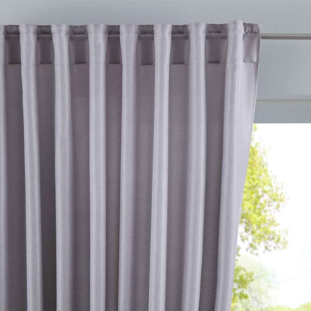 Vorhang Verdeckte Schlaufen Cationic »JENA« Blickdicht Leinen Optik Gardine Meliert Gardinenband mit Raffhalter 2019037 Silber HxB 225x140 cm Vorhang 2019037silber | girdinenbox.com