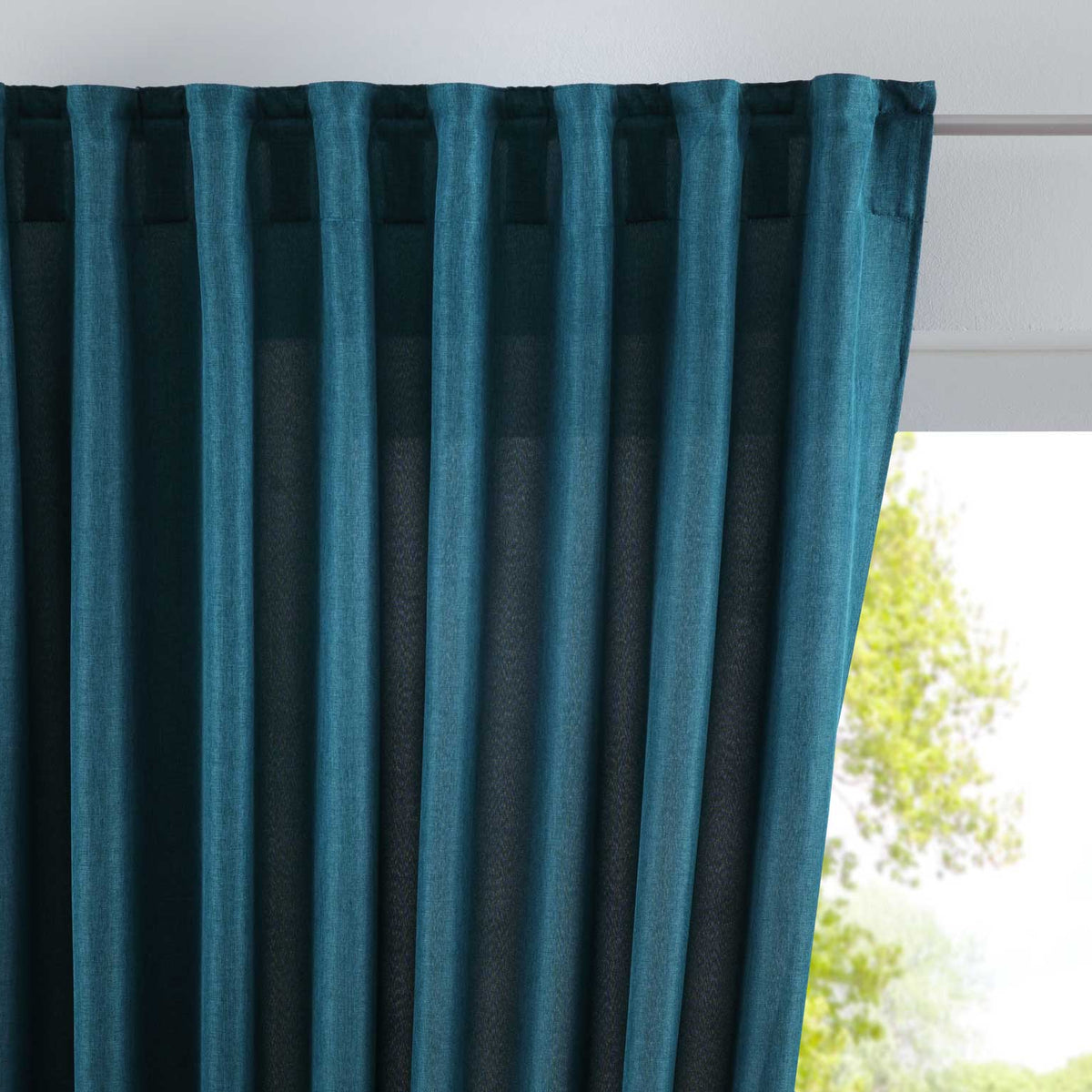 Vorhang Verdeckte Schlaufen Cationic »JENA« Blickdicht Leinen Optik Gardine Meliert Gardinenband mit Raffhalter 2019037 Smaragd Grün HxB 225x140 cm Vorhang 2019037smaragd_gruen | girdinenbox.com