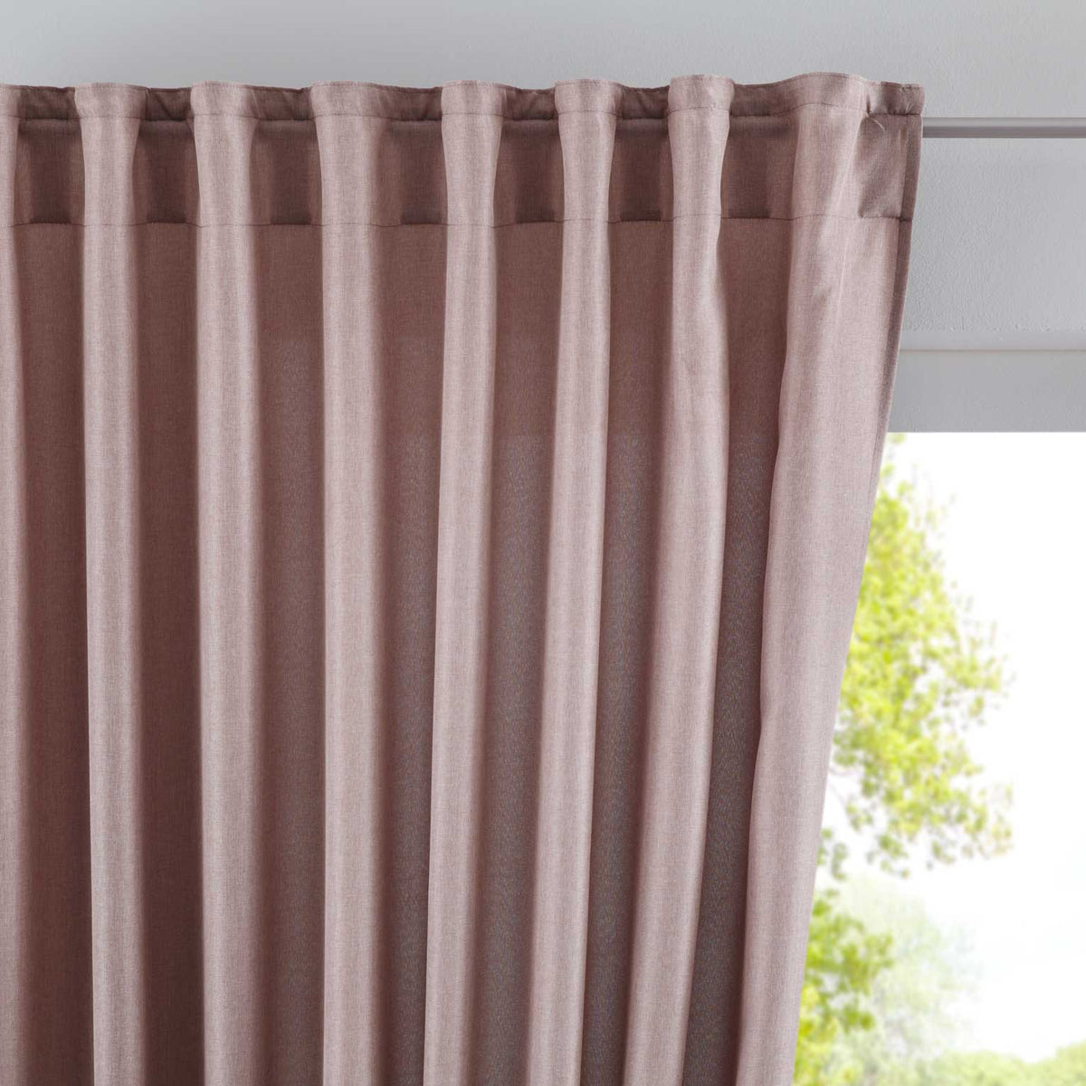 Vorhang Verdeckte Schlaufen Cationic »JENA« Blickdicht Leinen Optik Gardine Meliert Gardinenband mit Raffhalter 2019037 Taupe HxB 225x140 cm Vorhang 2019037taupe | girdinenbox.com