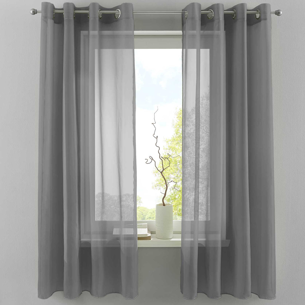 2er Set Ösengardinen Transparent »Basel« Gardine Bleiband Store Vorhang 20332TR2 Dunkelgrau HxB 175x140 cm Gardinen Set 20332TR2dunkelgrau-175_c05b47f9-b801-4c79-8249-1e9537ebf0b5 | girdinenbox.com