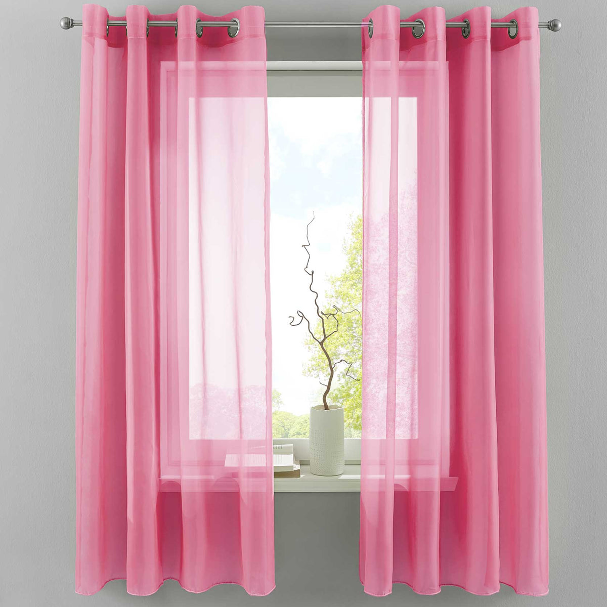 2er Set Ösengardinen Transparent »Basel« Gardine Bleiband Store Vorhang 20332TR2 Rosa HxB 175x140 cm Gardinen Set 20332TR2rosa-175_2ea0b023-18ff-488c-8c8d-10a0468ebc0a | girdinenbox.com