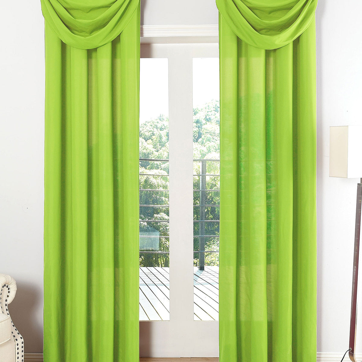 Vorhang Set Schal Ösen Microsatin Segeltuch Querbehang lichtdurchlässig Deko Wohnzimmer 20405S4 Apfelgrün HxB 175x140 cm Vorhang Set 20405S4apfelgruen | girdinenbox.com