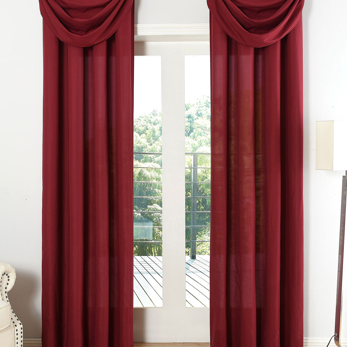 Vorhang Set Schal Ösen Microsatin Segeltuch Querbehang lichtdurchlässig Deko Wohnzimmer 20405S4 Bordeaux HxB 175x140 cm Vorhang Set 20405S4bordeaux | girdinenbox.com