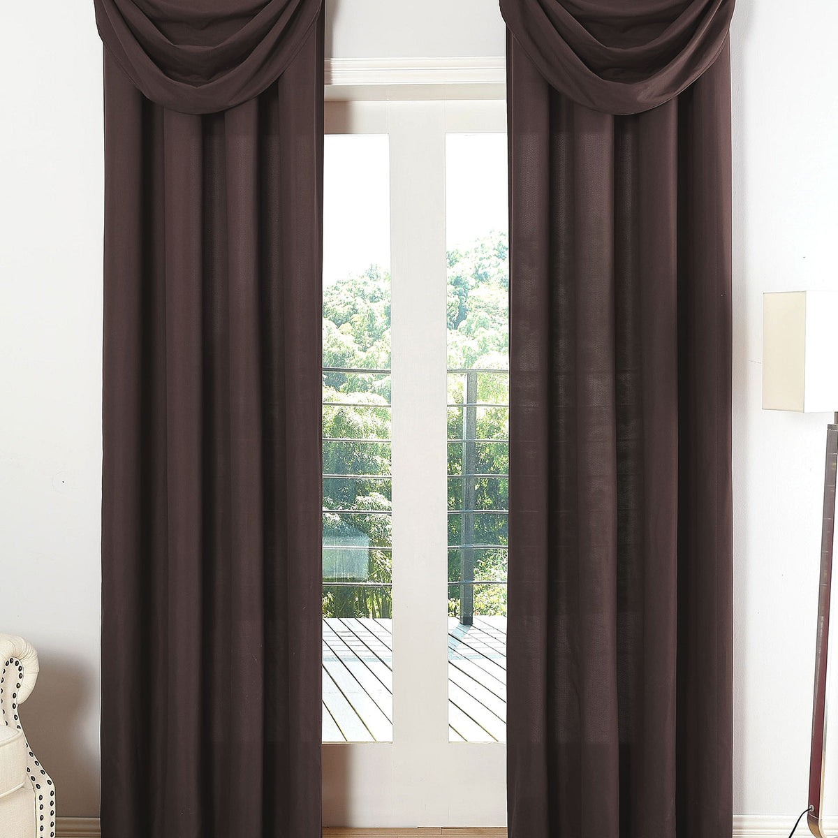 Vorhang Set Schal Ösen Microsatin Segeltuch Querbehang lichtdurchlässig Deko Wohnzimmer 20405S4 Braun HxB 175x140 cm Vorhang Set 20405S4braun | girdinenbox.com