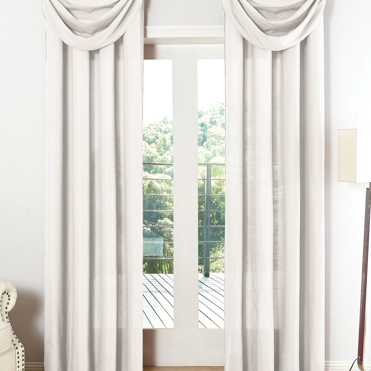 Vorhang Set Schal Ösen Microsatin Segeltuch Querbehang lichtdurchlässig Deko Wohnzimmer 20405S4 Creme HxB 175x140 cm Vorhang Set 20405S4creme | girdinenbox.com