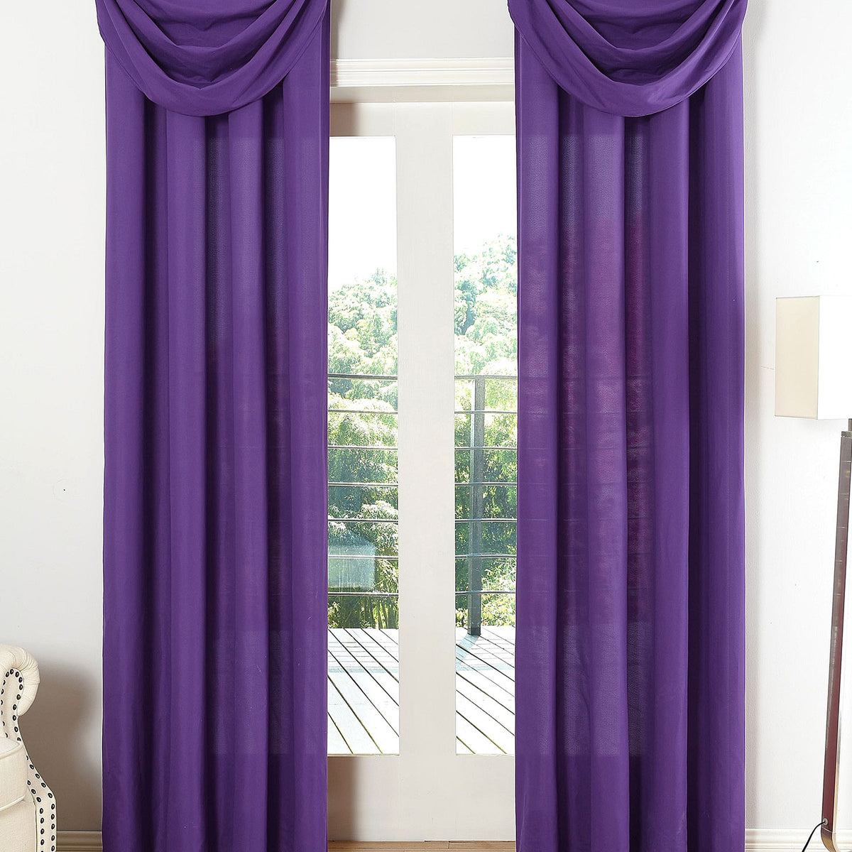 Vorhang Set Schal Ösen Microsatin Segeltuch Querbehang lichtdurchlässig Deko Wohnzimmer 20405S4 Lila HxB 175x140 cm Vorhang Set 20405S4lila | girdinenbox.com