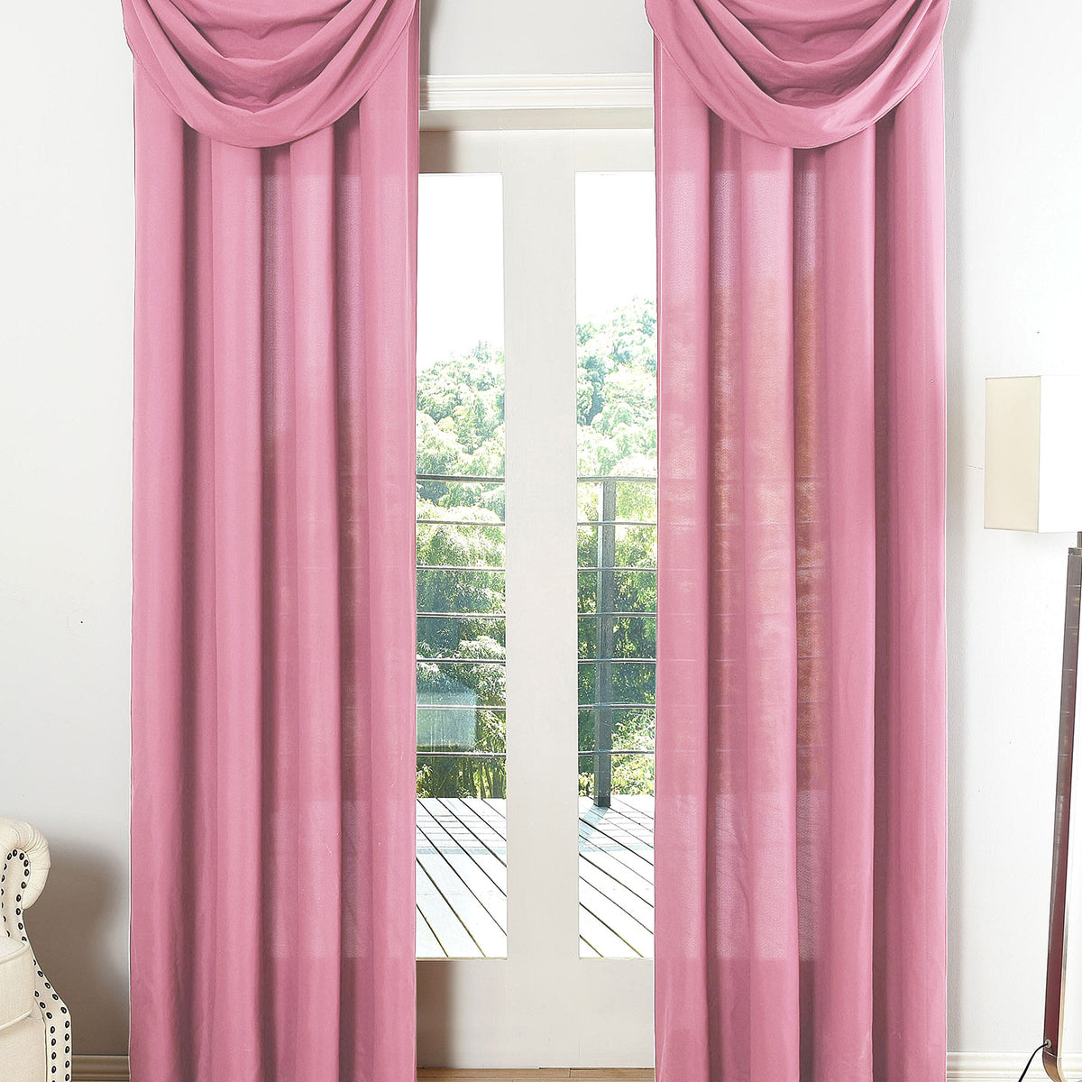 Vorhang Set Schal Ösen Microsatin Segeltuch Querbehang lichtdurchlässig Deko Wohnzimmer 20405S4 Pink HxB 175x140 cm Vorhang Set 20405S4pink | girdinenbox.com