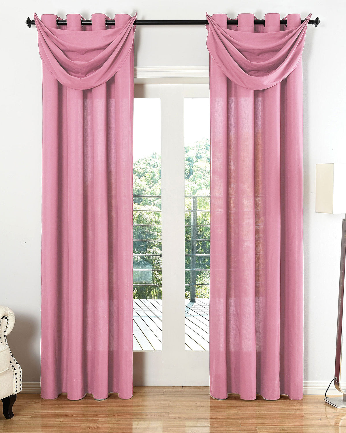 Vorhang Set Schal Ösen Microsatin Segeltuch Querbehang lichtdurchlässig Deko Wohnzimmer 20405S4 Pink HxB 245x140 cm Vorhang Set 20405S4pink_01dd4598-4ec5-43a0-ba4c-c344972cadf2 | girdinenbox.com