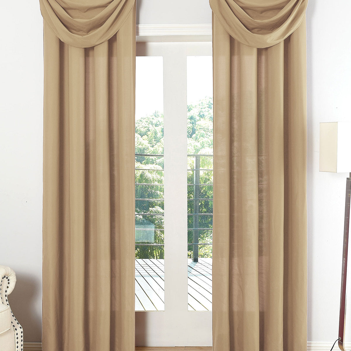 Vorhang Set Schal Ösen Microsatin Segeltuch Querbehang lichtdurchlässig Deko Wohnzimmer 20405S4 Sand HxB 175x140 cm Vorhang Set 20405S4sand | girdinenbox.com