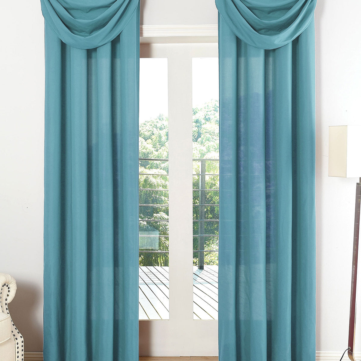 Vorhang Set Schal Ösen Microsatin Segeltuch Querbehang lichtdurchlässig Deko Wohnzimmer 20405S4 Türkis HxB 175x140 cm Vorhang Set 20405S4tuerkis | girdinenbox.com