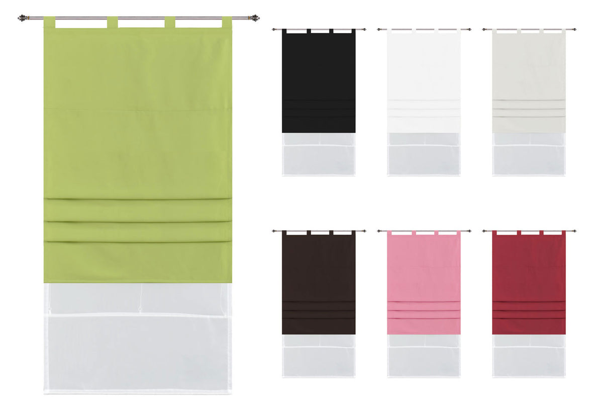 Doppel Raffrollo Palma Microsatin matt Voile Faltgardinen Faltrollo Schlaufenrollo mit Universalgardinenband 20410 Raffrollo 20410var_bf5c6703-68f3-4b1e-a3f8-b7879e2a4bec | girdinenbox.com