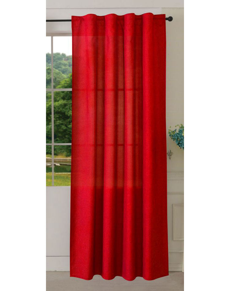 Vorhang Schal verdeckte Schlaufen >>Cationic<< blickdicht Leinen Optik natura seidenmatt (HxB) Landhaus Stil 20440 Rot Vorhang 20440rot | girdinenbox.com