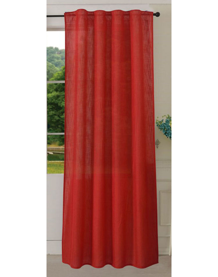 Vorhang Schal verdeckte Schlaufen >>Linene<< blickdicht Leinen Optik Natur Grobfaser (HxB) Lanhaus Stil schwere Qualität 20445 Rot Vorhang 20445rot | girdinenbox.com