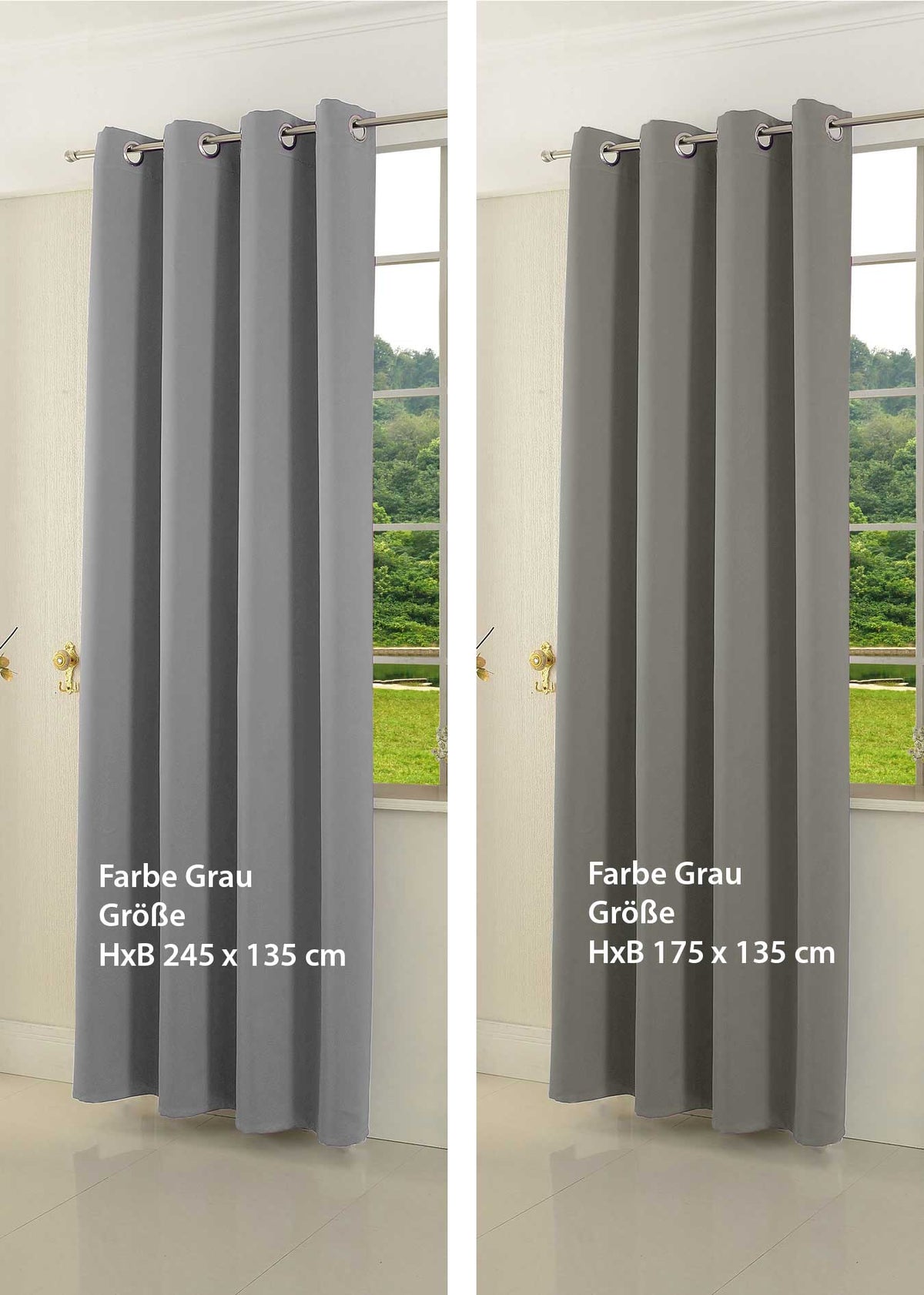 Verdunkelungsvorhang Ösen matt uni Farben blickdicht Blackout 20600 Vorhang 20600_grau_unterschied | girdinenbox.com