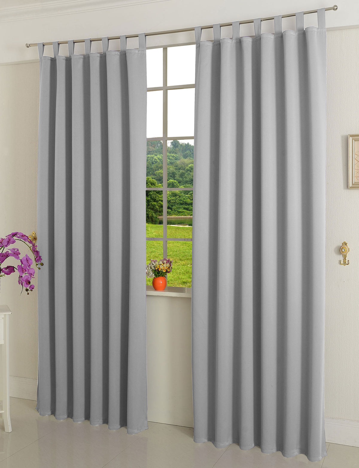 Verdunkelungsvorhag mit Schlaufen matt uni Farben aus weichfallenden blickdichten Stoff blickdicht Blackout 20610 Grau 245x135 (HxB) Vorhang 20610grau | girdinenbox.com