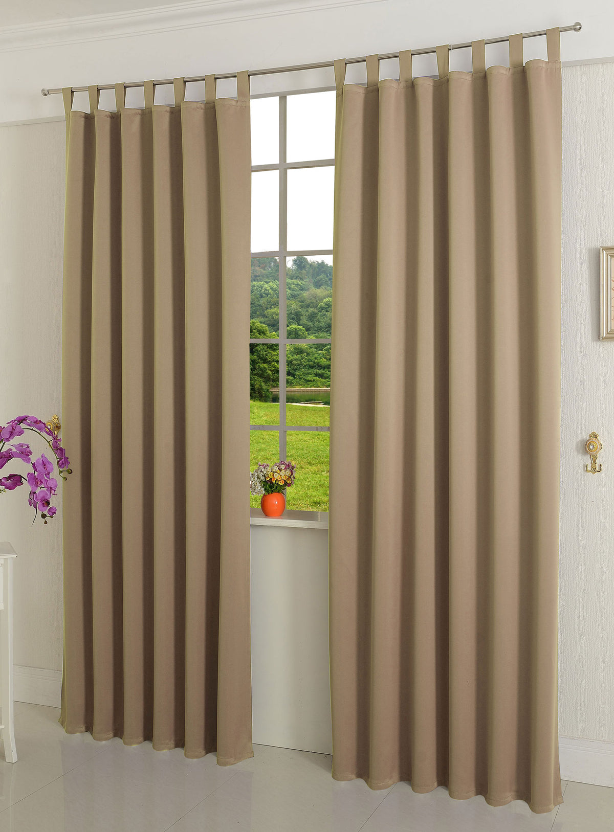 Verdunkelungsvorhag mit Schlaufen matt uni Farben aus weichfallenden blickdichten Stoff blickdicht Blackout 20610 Sand 245x135 (HxB) Vorhang 20610sand | girdinenbox.com