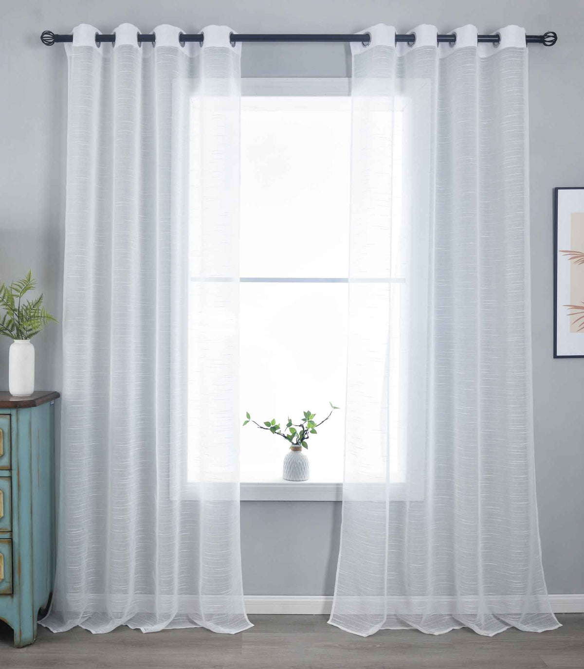 2er Set Gardinen »Dresden« Ösen HxB 245x135 cm Natur Raffhalter filigran leicht modern elegant Linienmuster 202440-2