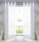 Gardine Ösen Schal Vorhang POMPEI Relief Stickerei Transparent Raffhalter 10000178 Blatt Weiß 2er-Pack HxB 225x140 cm Gardinenschal 10000178blatt_weiss-2_8518babf-7136-4baf-a77f-b6eb2610e439 | girdinenbox.com