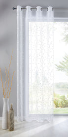 Gardine Ösen Schal Vorhang POMPEI Relief Stickerei Transparent Raffhalter 10000178 Blatt Weiß 1er-Pack HxB 225x140 cm Gardinenschal 10000178blatt_weiss_74585e1c-f34a-4007-96e7-00718bd3c1b1 | girdinenbox.com