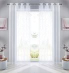 Gardine Ösen Schal Vorhang POMPEI Relief Stickerei Transparent Raffhalter 10000178 Linie Weiß 2er-Pack HxB 245x140 cm Gardinenschal 10000178linie_weiss-2 | girdinenbox.com
