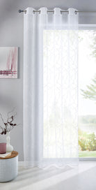 Gardine Ösen Schal Vorhang POMPEI Relief Stickerei Transparent Raffhalter 10000178 Linie Weiß 1er-Pack HxB 245x140 cm Gardinenschal 10000178linie_weiss | girdinenbox.com