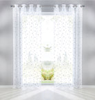 Gardine Ösen Schal Vorhang POMPEI Relief Stickerei Transparent Raffhalter 10000178 Stern Grau 2er-Pack HxB 245x140 cm Gardinenschal 10000178stern_grau-2 | girdinenbox.com