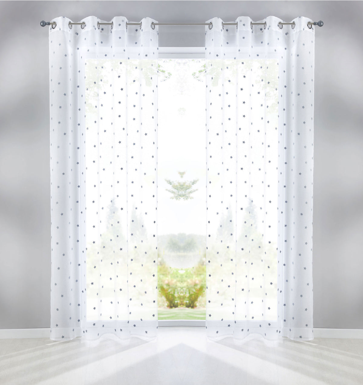 Gardine Ösen Schal Vorhang POMPEI Relief Stickerei Transparent Raffhalter 10000178 Stern Grau 2er-Pack HxB 225x140 cm Gardinenschal 10000178stern_grau-2_0d5e1431-5a97-48a1-bd0c-23b3b64097c9 | girdinenbox.com