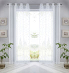 Gardine Ösen Schal Vorhang POMPEI Relief Stickerei Transparent Raffhalter 10000178 Stern Weiß 2er-Pack HxB 245x140 cm Gardinenschal 10000178stern_weiss-2 | girdinenbox.com
