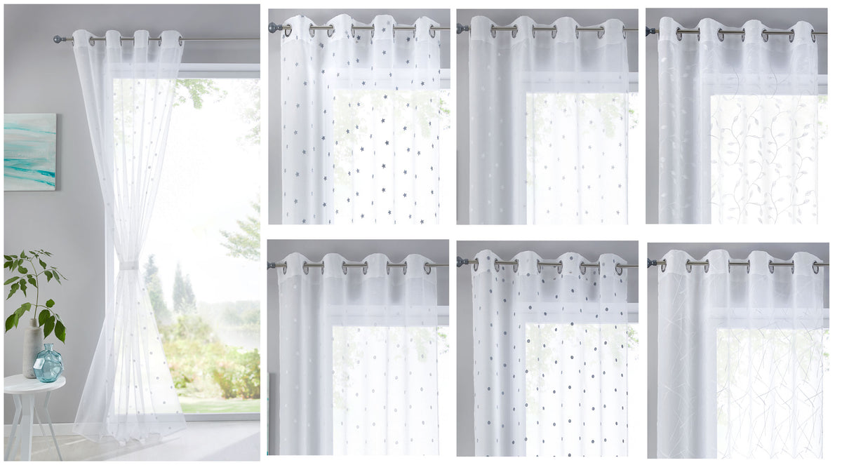 Gardine Ösen Schal Vorhang POMPEI Relief Stickerei Transparent Raffhalter 10000178 Gardinenschal 10000178var | girdinenbox.com