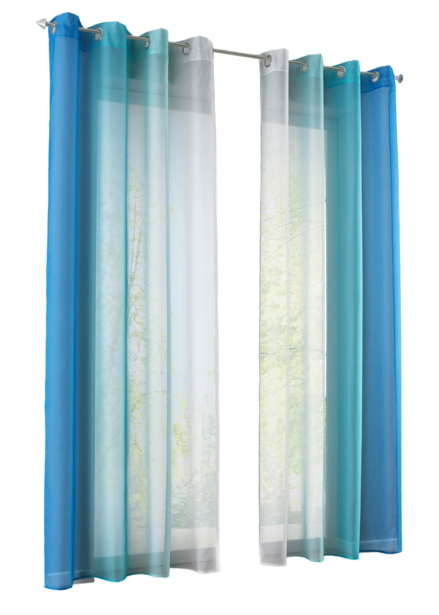 2er Pack Gardinen Vertikal Farbverlauf Druck Transparent »Modena« mit Ösen und Raffhalter, Vorhang, Dekoschal 10000183 Gardinen Set 10000183blautoene-crop_e2fd7818-1560-4b82-9db6-092fb105914c | girdinenbox.com