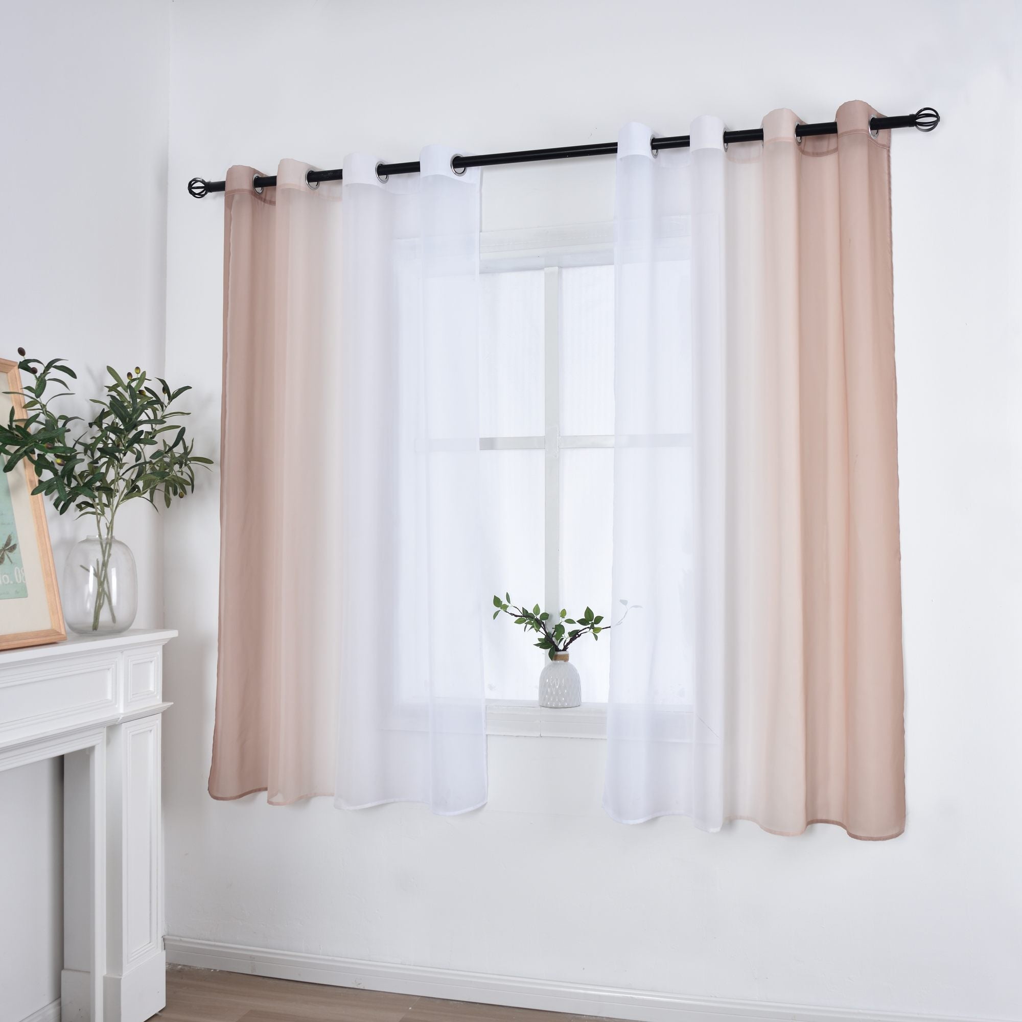 2er Pack Gardinen Vertikal Farbverlauf Druck Transparent »Modena« mit Ösen und Raffhalter, Vorhang, Dekoschal 10000183 Brauntöne HxB 145x140 cm Gardinen Set 10000183brauntoene-145_ada223d9-5b2f-424f-814c-a988c7c54967 | girdinenbox.com