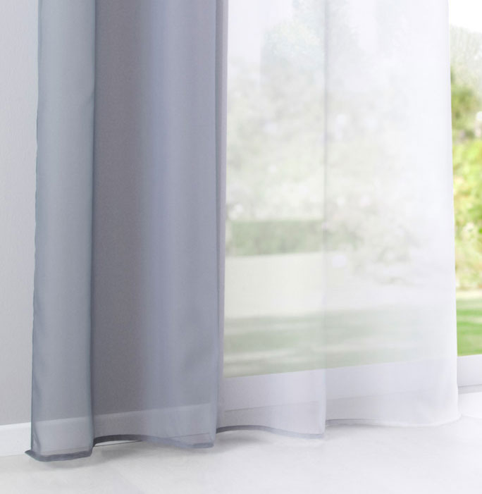 2er Pack Gardinen Vertikal Farbverlauf Druck Transparent »Modena« mit Ösen und Raffhalter, Vorhang, Dekoschal 10000183 Gardinen Set 10000183grau_d1 | girdinenbox.com