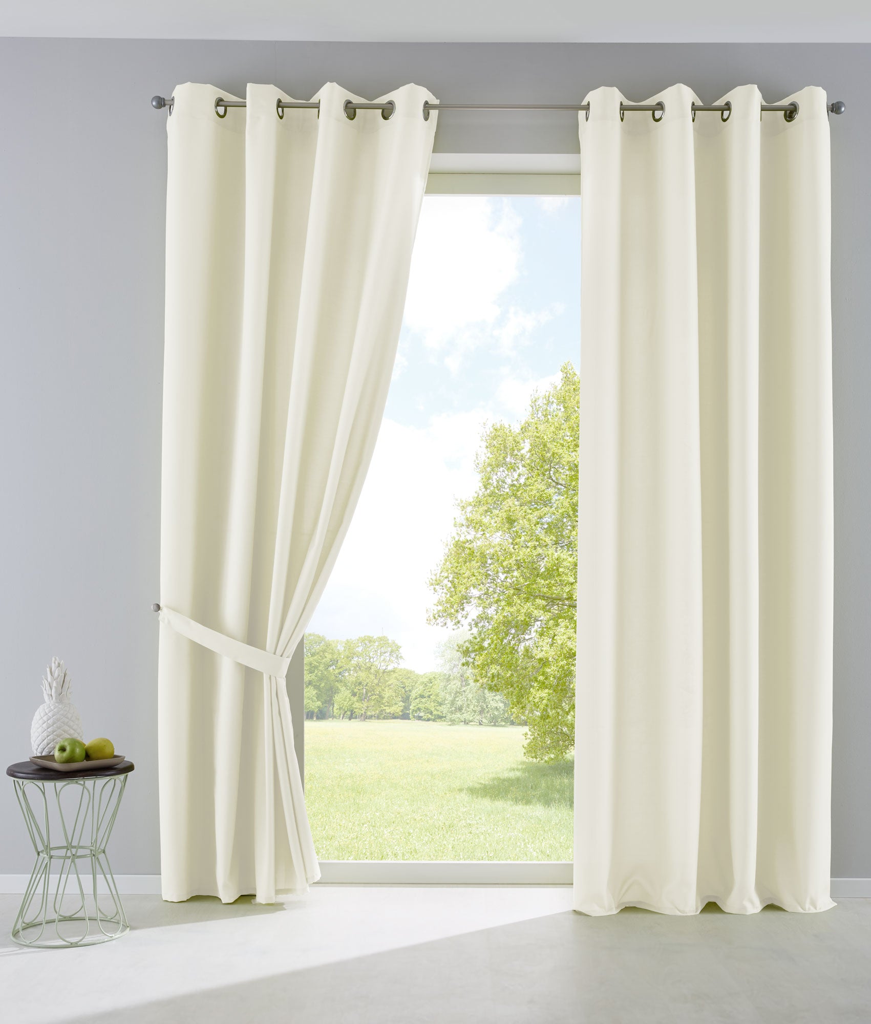 2er Set Vorhänge Blickdicht Gardinen Matt Lichtdurchlässig »PALERMO« mit Ösen und Raffhalter Dekoschal 10000265-2 Creme HxB 145x140 cm Vorhang Set 10000265-2creme | girdinenbox.com