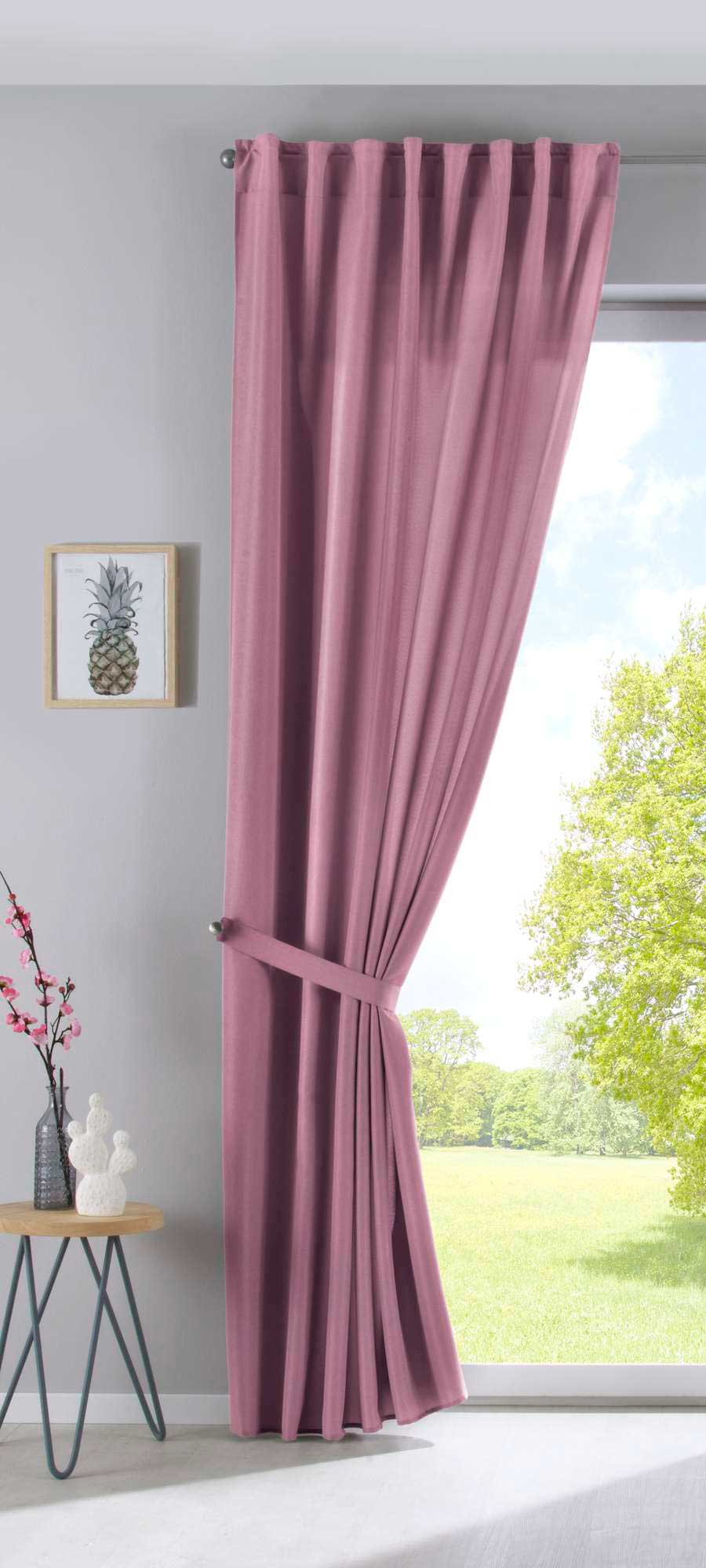 Vorhang Verdeckte Schlaufen Cationic »JENA« Blickdicht Leinen Optik Gardine Meliert Gardinenband mit Raffhalter 2019037 Vorhang 2019037altrosa-raff_73dbadf5-ada4-4411-a74d-bb85fef0ebb5 | girdinenbox.com