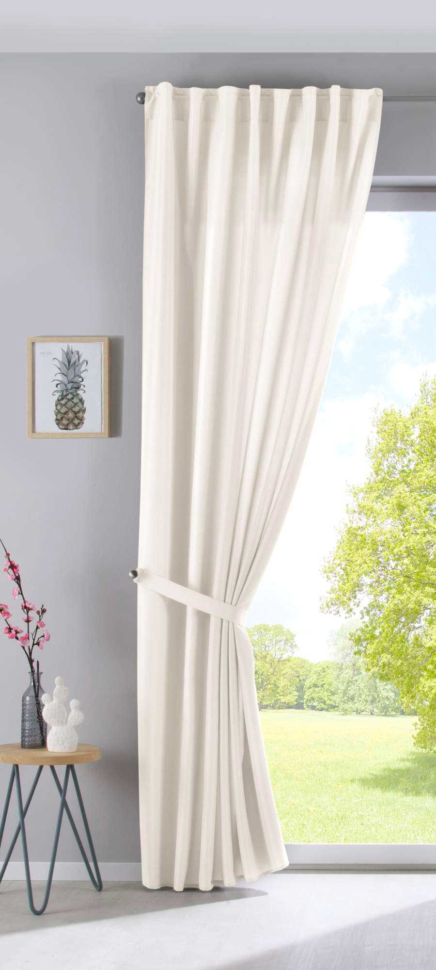 Vorhang Verdeckte Schlaufen Cationic »JENA« Blickdicht Leinen Optik Gardine Meliert Gardinenband mit Raffhalter 2019037 Vorhang 2019037creme-raff_5ac9c244-e8a5-4a81-8059-a297aa3979a2 | girdinenbox.com