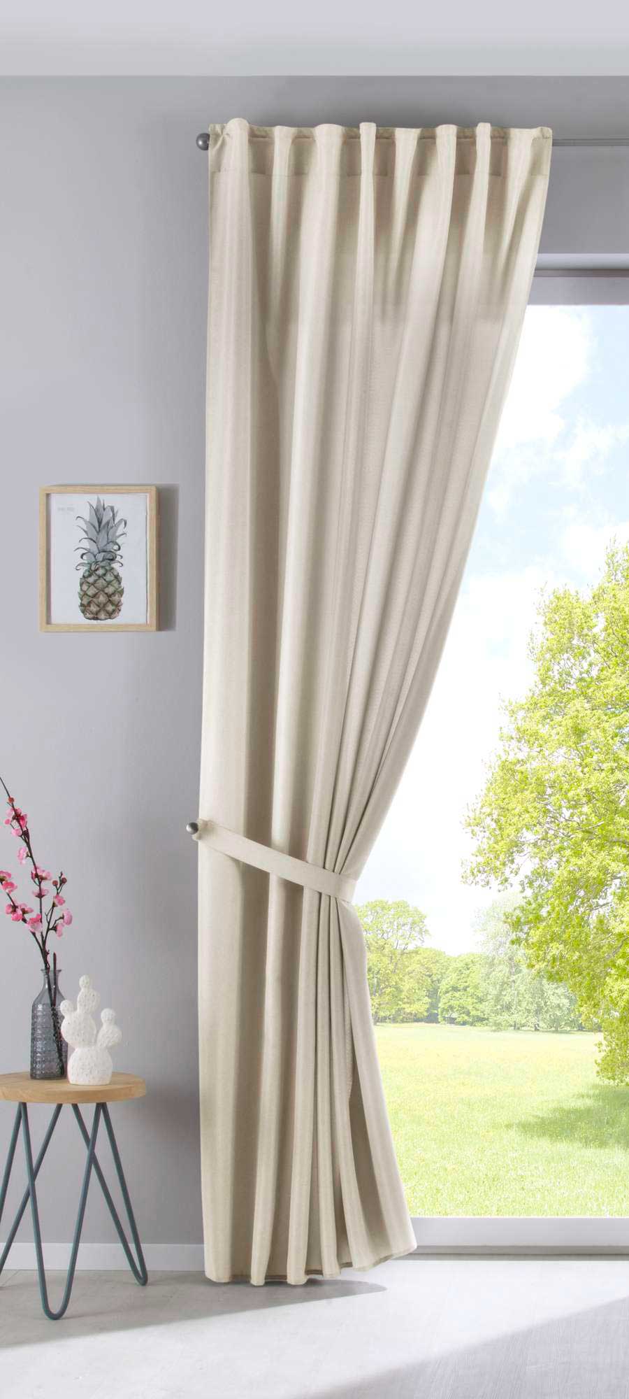 Vorhang Verdeckte Schlaufen Cationic »JENA« Blickdicht Leinen Optik Gardine Meliert Gardinenband mit Raffhalter 2019037 Vorhang 2019037sand-raff_cb5a6103-06d9-4a3e-888c-a6d17fa6e58a | girdinenbox.com