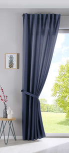 Vorhang Verdeckte Schlaufen Cationic »JENA« Blickdicht Leinen Optik Gardine Meliert Gardinenband mit Raffhalter 2019037 Vorhang 2019037saphir_blau-raff_1_0ed14f4d-3eea-40f3-8693-a22d67470113 | girdinenbox.com