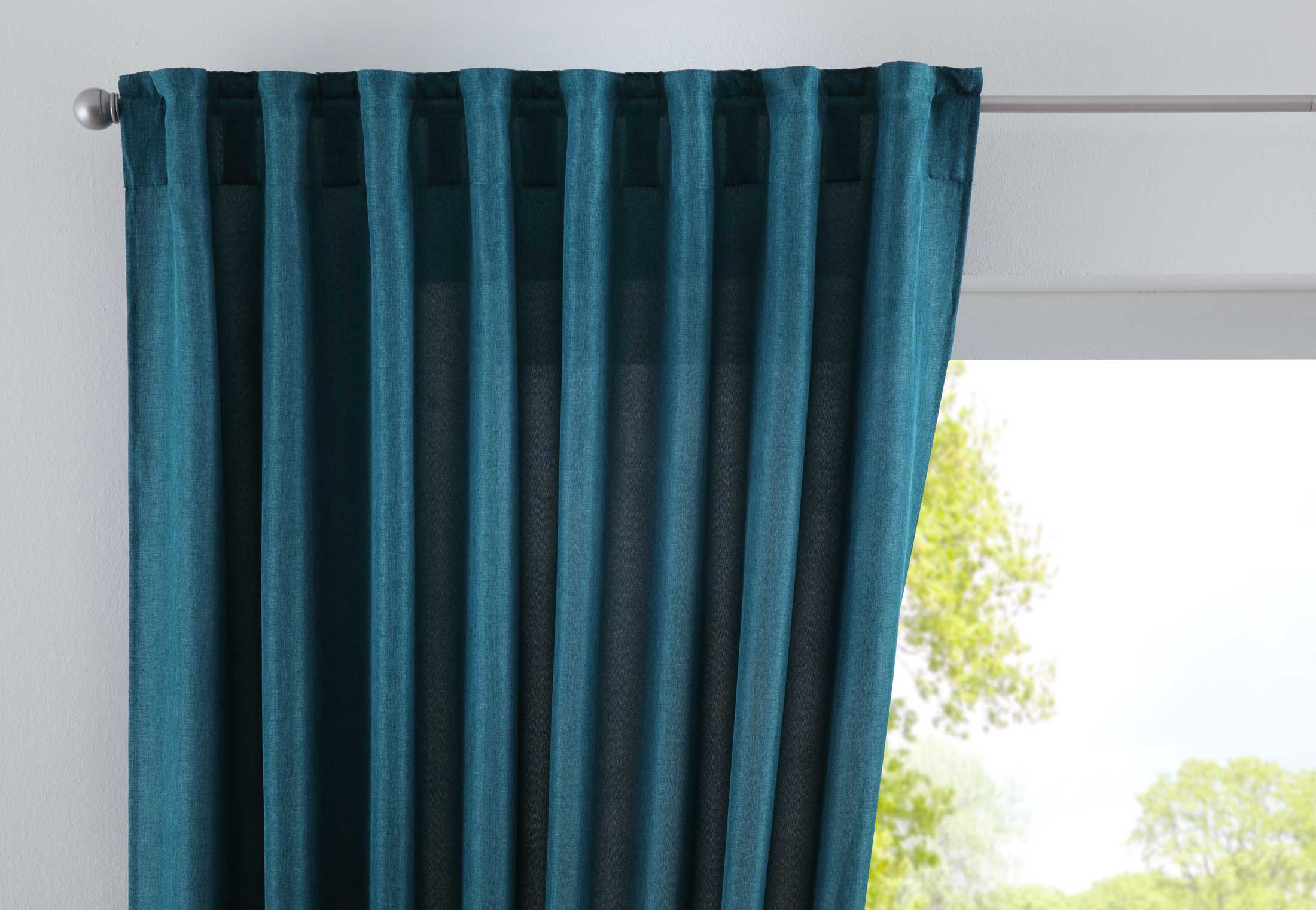 Vorhang Verdeckte Schlaufen Cationic »JENA« Blickdicht Leinen Optik Gardine Meliert Gardinenband mit Raffhalter 2019037 Smaragd Grün HxB 225x140 cm Vorhang 2019037smaragd_gruen | girdinenbox.com