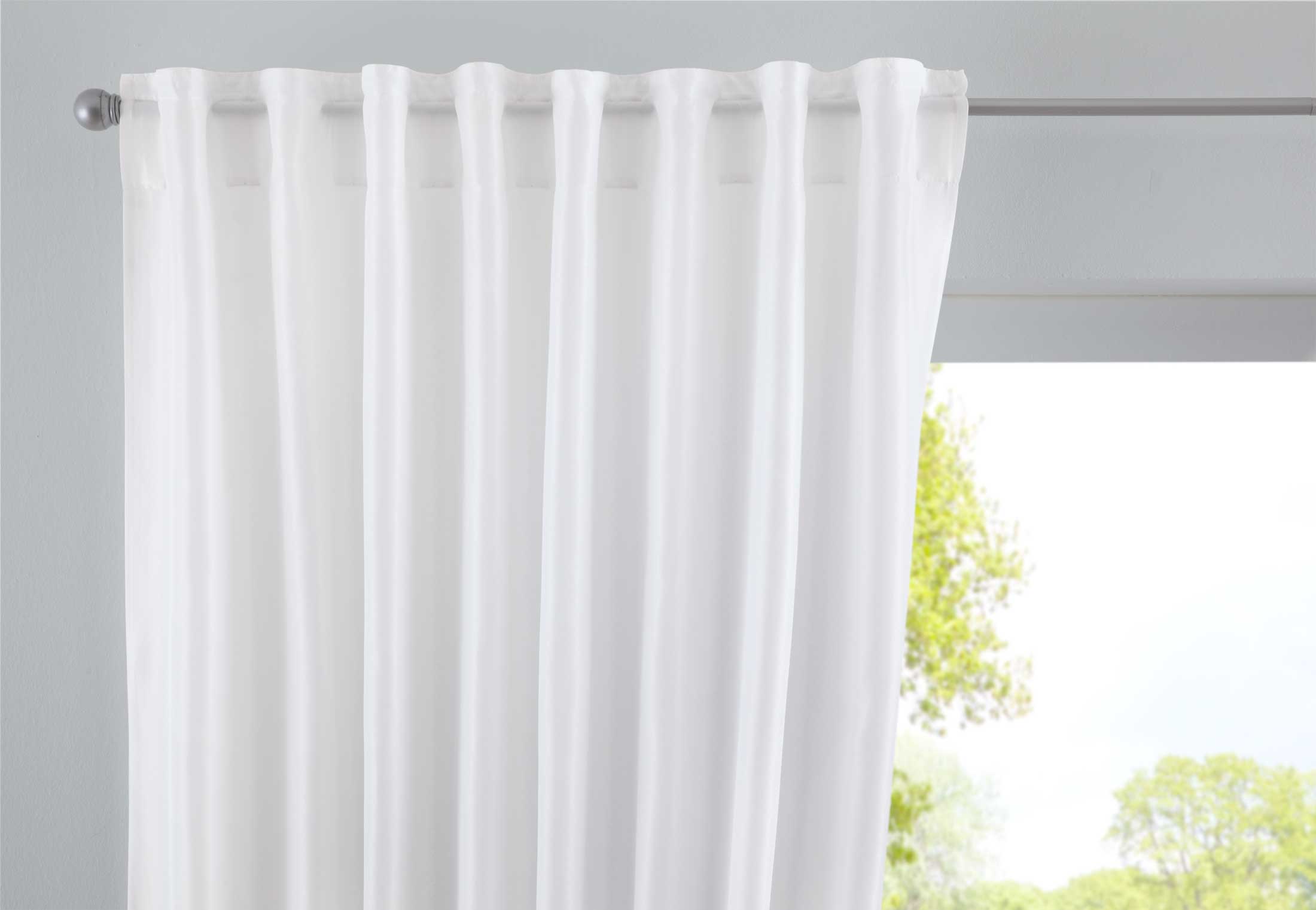 Vorhang Verdeckte Schlaufen Cationic »JENA« Blickdicht Leinen Optik Gardine Meliert Gardinenband mit Raffhalter 2019037 Weiß HxB 225x140 cm Vorhang 2019037weiss | girdinenbox.com