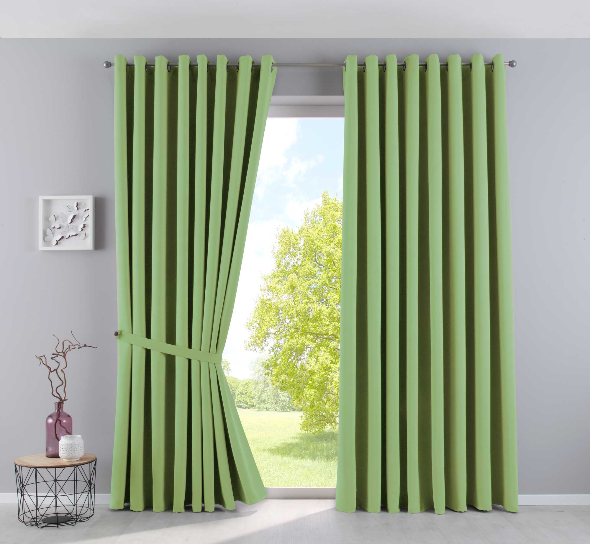 Vorhänge Blickdicht »NewYork« 2er-Pack Thermo-Gardinen Verdunkelungsvorhang Blackout Ösen schalldämmend UV-Schutz Raffhalter 201920600-2 Grün HxB 225x295 cm Vorhang Set 201920600-2gruen-295 | girdinenbox.com