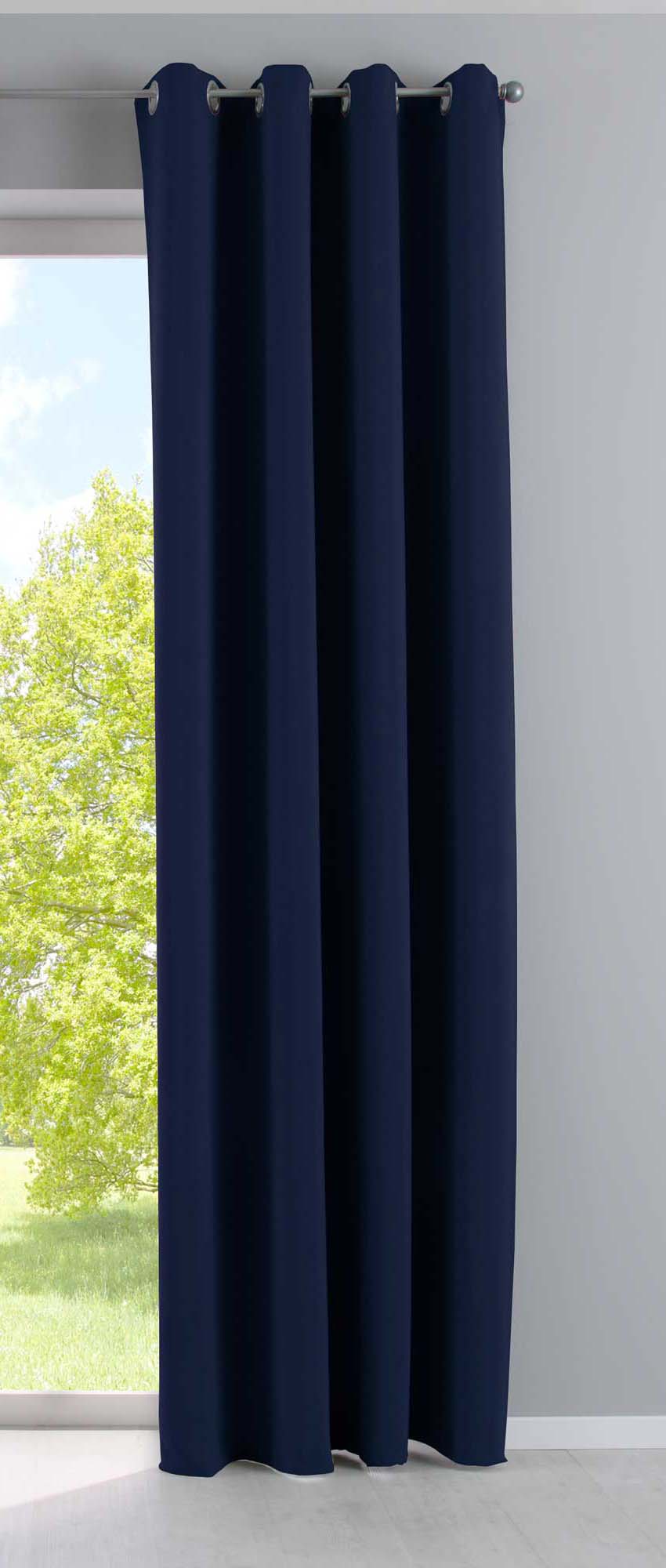 Vorhang Blickdicht »NewYork« 1er-Pack Thermo-Gardine Verdunkelungsvorhang Blackout Ösen schalldämmend UV-Schutz Raffhalter 201920600 Blau HxB 225x140 cm Vorhang 201920600blau | girdinenbox.com