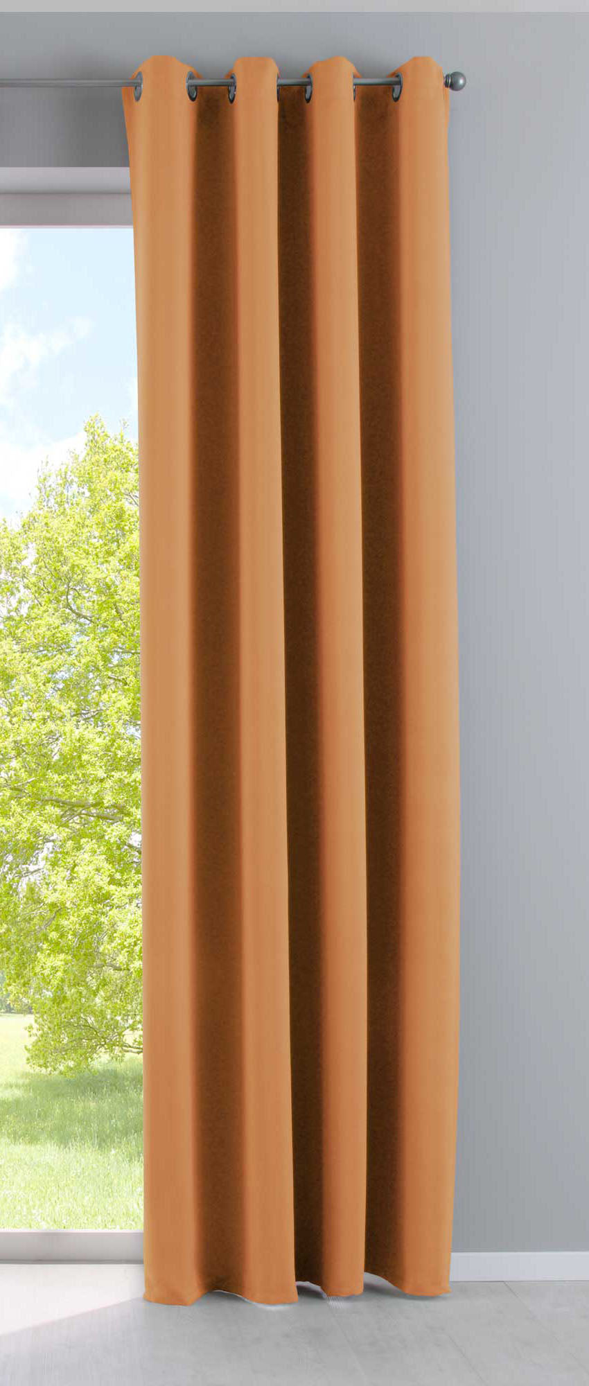 Vorhang Blickdicht »NewYork« 1er-Pack Thermo-Gardine Verdunkelungsvorhang Blackout Ösen schalldämmend UV-Schutz Raffhalter 201920600 Orange HxB 225x140 cm Vorhang 201920600orange | girdinenbox.com