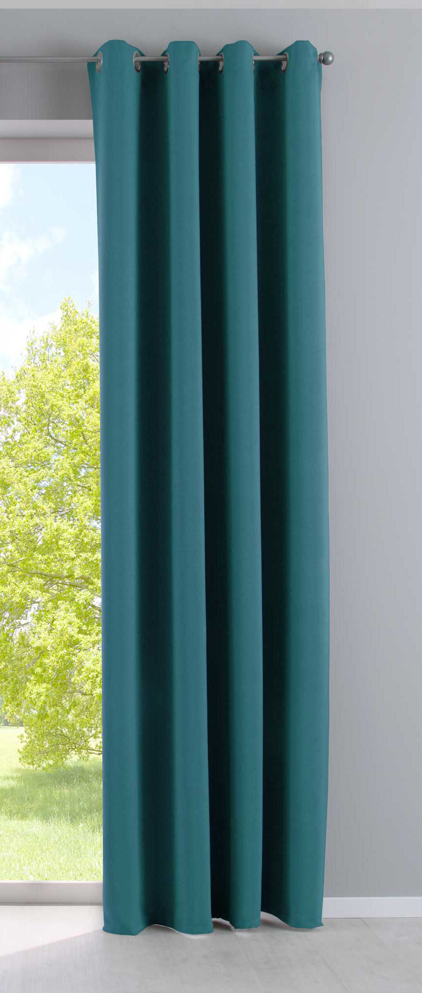 Vorhang Blickdicht »NewYork« 1er-Pack Thermo-Gardine Verdunkelungsvorhang Blackout Ösen schalldämmend UV-Schutz Raffhalter 201920600 Petrol HxB 225x140 cm Vorhang 201920600petrol | girdinenbox.com