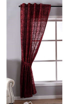 Vorhang Wildseide Optik blickdicht Flockfasern Deko gemustert, blickdicht mit verdecktem Schlaufenband 20200-20210 Bordeaux Barock 1er Set HxB 245x140 cm Vorhang 20200-20210bordeaux_barock | girdinenbox.com