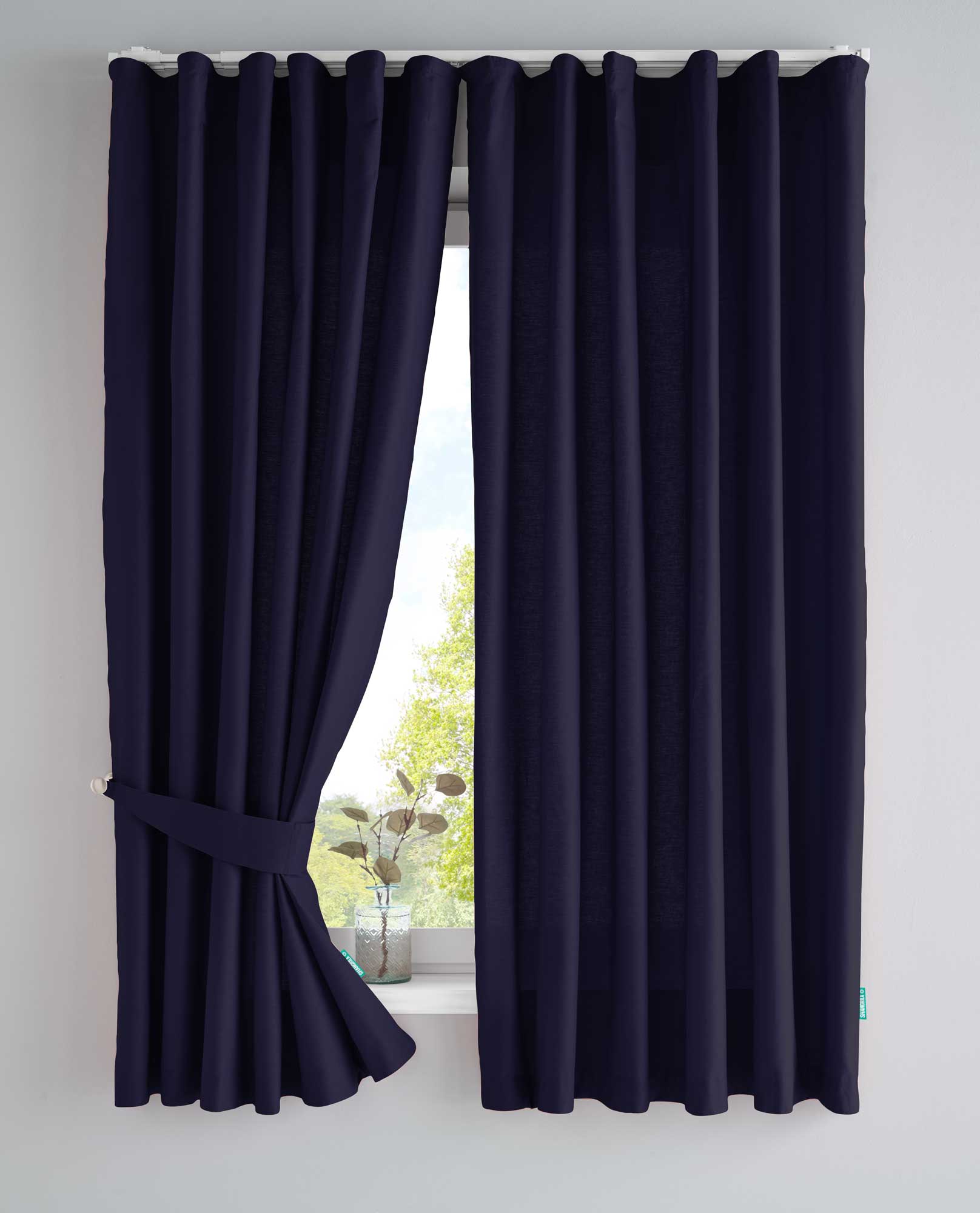 2er Set Bio Organic Vorhänge »Bremen« Reine Bio Baumwolle Blickdicht Gardinen Verdeckte Schlaufen Gardinenband Pflegeleicht 202088 Dunkelblau HxB 160x145 cm Vorhang Set 202088dunkelblau-160 | girdinenbox.com