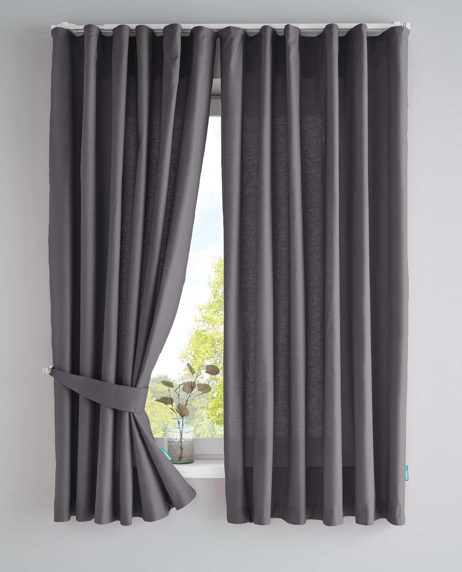 2er Set Bio Organic Vorhänge »Bremen« Reine Bio Baumwolle Blickdicht Gardinen Verdeckte Schlaufen Gardinenband Pflegeleicht 202088 Dunkelgrau HxB 160x145 cm Vorhang Set 202088dunkelgrau-160 | girdinenbox.com